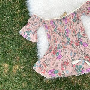 Hippie Laundry floral boho smock off shoulder top medium
